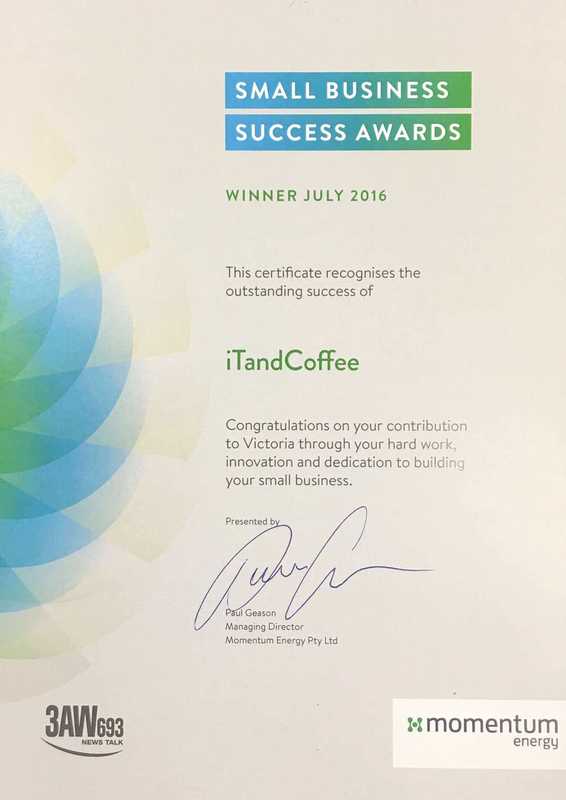 iTandCoffee wins the Momentum Energy Small Business Success award