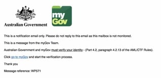myGov scam email