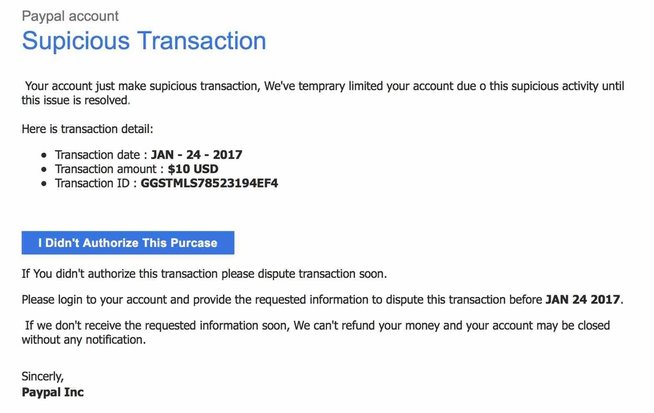 Paypal scam email