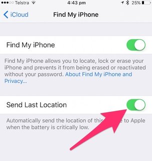 Send last location of iPhone or iPad before battery dies